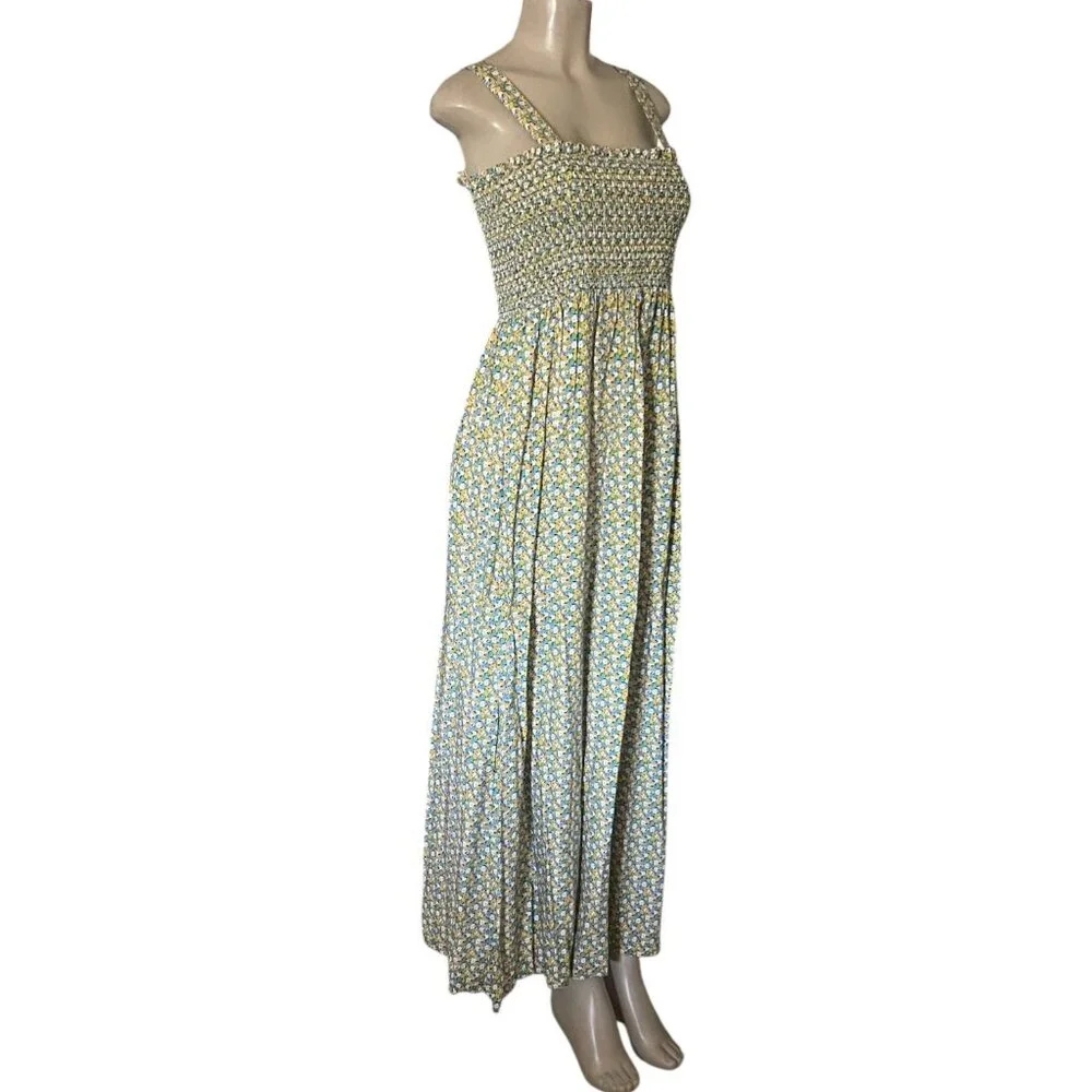 Loft Outlet Sleeveless Floral Smocked Maxi Dress Size Small Summer Sundress - Picture 5 of 7